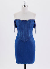 Sheath/Column Short Metallic Homecoming Dress With Beading
