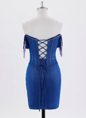 Sheath/Column Short Metallic Homecoming Dress With Beading