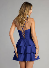 Ball-Gown/Princess Spaghetti Straps Short Satin Homecoming Dress With Pleated