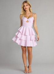 Ball-Gown/Princess Spaghetti Straps Short Satin Homecoming Dress With Pleated