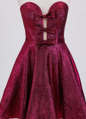 A-line Sleeveless Short Metallic Homecoming Dress With Bow