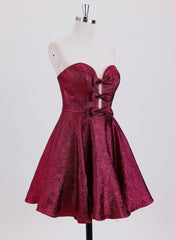 A-line Sleeveless Short Metallic Homecoming Dress With Bow