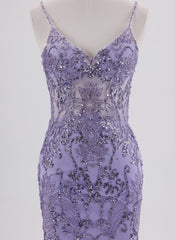 Sheath Spaghetti Straps Short Sequin Homecoming Dress With Sequins