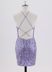 Sheath Spaghetti Straps Short Sequin Homecoming Dress With Sequins