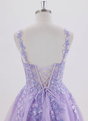 Ball-Gown/Princess Sleeveless Short Tulle Homecoming Dress With Sequins