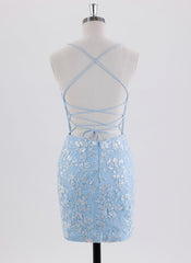 Sheath/Column Spaghetti Straps Short Tulle Homecoming Dress With Sequins