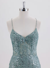 Sheath/Column Spaghetti Straps Short Sequin Homecoming Dress With Sequins