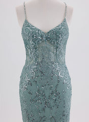 Sheath/Column Spaghetti Straps Short Sequin Homecoming Dress With Sequins