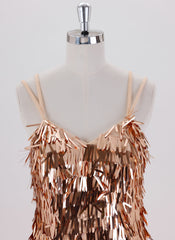 Sheath/Column Spaghetti Straps Short Sequin Homecoming Dress With Sequins