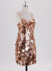 Sheath/Column Spaghetti Straps Short Sequin Homecoming Dress With Sequins