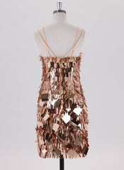 Sheath/Column Spaghetti Straps Short Sequin Homecoming Dress With Sequins
