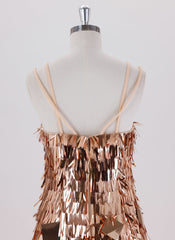 Sheath/Column Spaghetti Straps Short Sequin Homecoming Dress With Sequins
