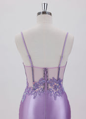 Sheath/Column Sleeveless Short Satin Homecoming Dress With Sequins