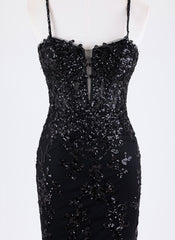 Sheath/Column Spaghetti Straps Short Lace Homecoming Dress With Sequins