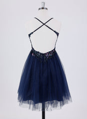 Ball-Gown/Princess Spaghetti Straps Short Tulle Homecoming Dress With Sequins
