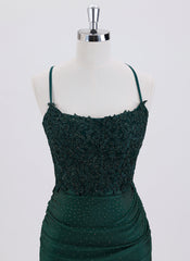 Sheath/Column Spaghetti Straps Short Jersey Homecoming Dress With Appliques Lace