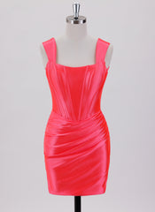 Sheath/Column Short Jersey Homecoming Dress With Pleated