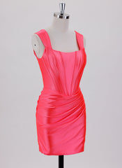 Sheath/Column Short Jersey Homecoming Dress With Pleated