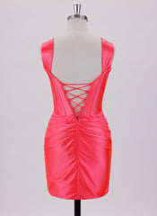 Sheath/Column Short Jersey Homecoming Dress With Pleated