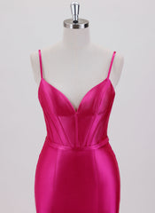 Sheath/Column Spaghetti Straps Short Satin Homecoming Dress With Pleated