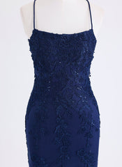 Sheath/Column Spaghetti Straps Short Lace Homecoming Dress With Sequins