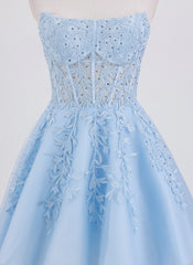 Ball-Gown/Princess Sleeveless Short Tulle Homecoming Dress With Appliques