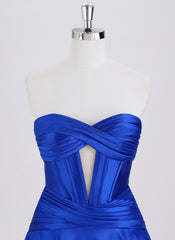 A-line Sleeveless Short Satin Homecoming Dress With Pleated