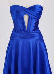 A-line Sleeveless Short Satin Homecoming Dress With Pleated
