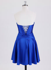 A-line Sleeveless Short Satin Homecoming Dress With Pleated