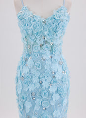Sheath/Column Spaghetti Straps Short Homecoming Dress With Sequins