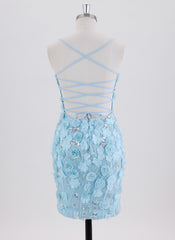 Sheath/Column Spaghetti Straps Short Homecoming Dress With Sequins