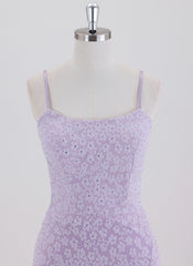 Sheath/Column Spaghetti Straps Short Lace Homecoming Dress With Rhinestone