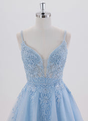 A-line Spaghetti Straps Short Tulle Homecoming Dress With Rhinestone