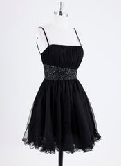 Ball-Gown/Princess Spaghetti Straps Short Tulle Homecoming Dress With Rhinestone