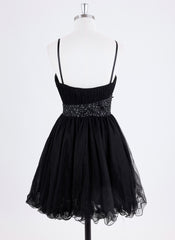 Ball-Gown/Princess Spaghetti Straps Short Tulle Homecoming Dress With Rhinestone