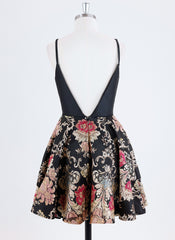 Ball-Gown/Princess Spaghetti Straps Short Jacquard Homecoming Dress