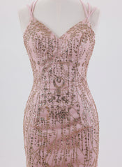 Sheath/Column Spaghetti Straps Short Sequin Homecoming Dress With Sequins