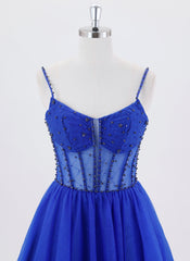 Ball-Gown/Princess Spaghetti Straps Short Tulle Homecoming Dress With Sequins