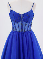 Ball-Gown/Princess Spaghetti Straps Short Tulle Homecoming Dress With Sequins