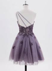 A-line Sleeveless Short Tulle Homecoming Dress With Sequins