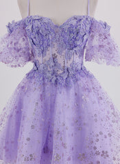 Ball-Gown/Princess Short Tulle Homecoming Dress With Appliques