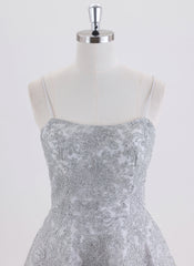 A-line Spaghetti Straps Short Lace Homecoming Dress