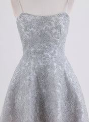 A-line Spaghetti Straps Short Lace Homecoming Dress