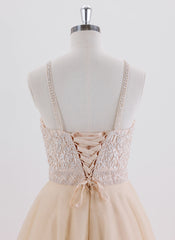 A-line Sleeveless Short Tulle Homecoming Dress With Beading