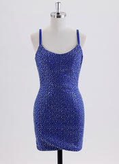 Sheath/Column Sleeveless Short Jersey Homecoming Dress With Rhinestone