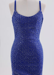 Sheath/Column Sleeveless Short Jersey Homecoming Dress With Rhinestone