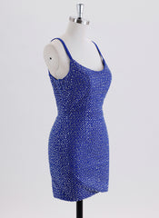Sheath/Column Sleeveless Short Jersey Homecoming Dress With Rhinestone