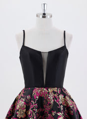 Ball-Gown/Princess Spaghetti Straps Short Jacquard Homecoming Dress