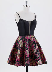 Ball-Gown/Princess Spaghetti Straps Short Jacquard Homecoming Dress