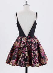 Ball-Gown/Princess Spaghetti Straps Short Jacquard Homecoming Dress